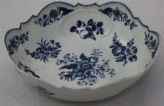 A Worcester Pine Cone pattern junket dish, c.1775, diameter 24.5cm